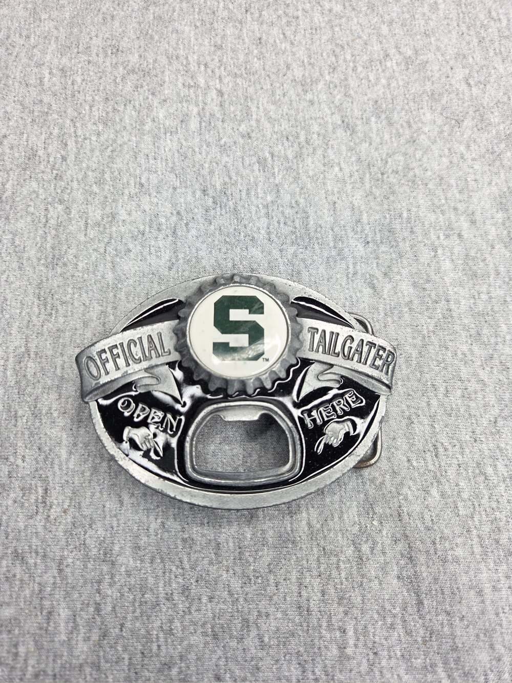 Michigan State Spartans Belt Buckle Official Tailgater Bottle Opener MSU Gameday
